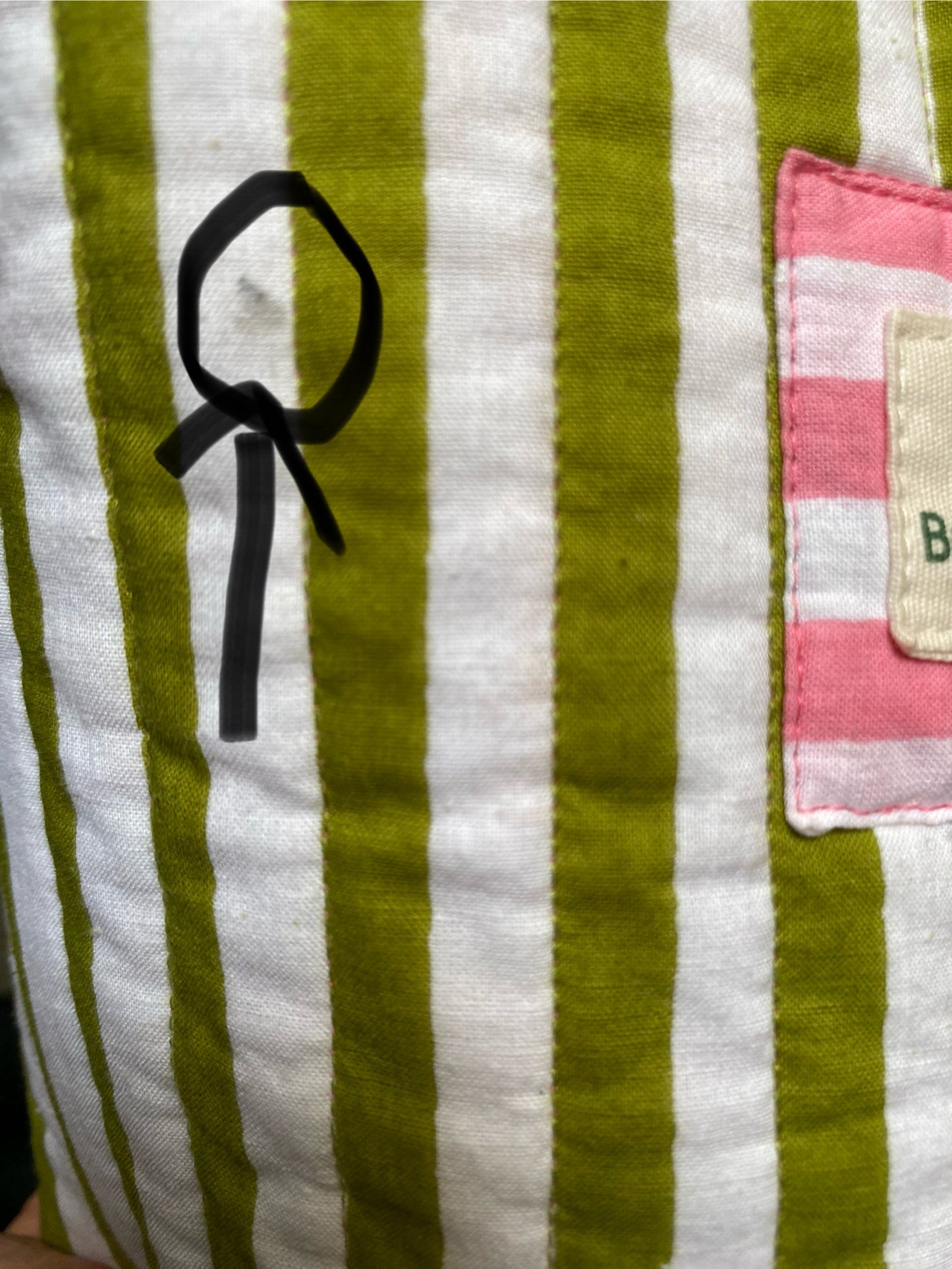 Cabas "presque parfait" Devi Green Stripe
