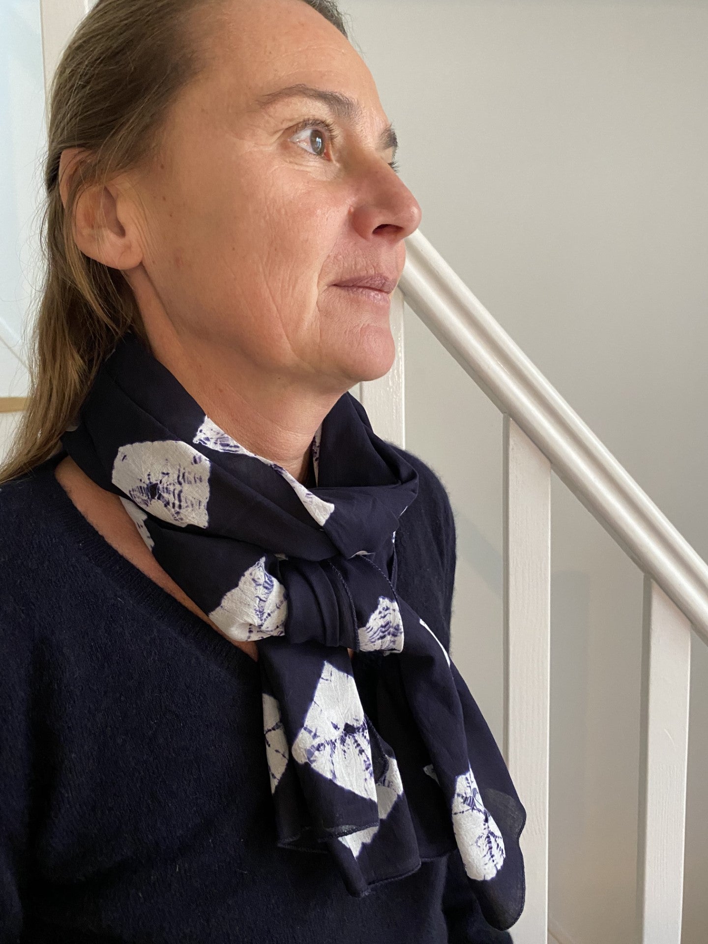 Foulard coton Arya bleu marine