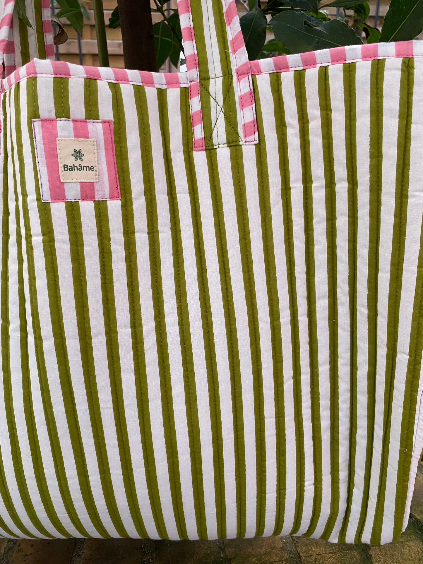 Cabas "presque parfait" Devi Green Stripe