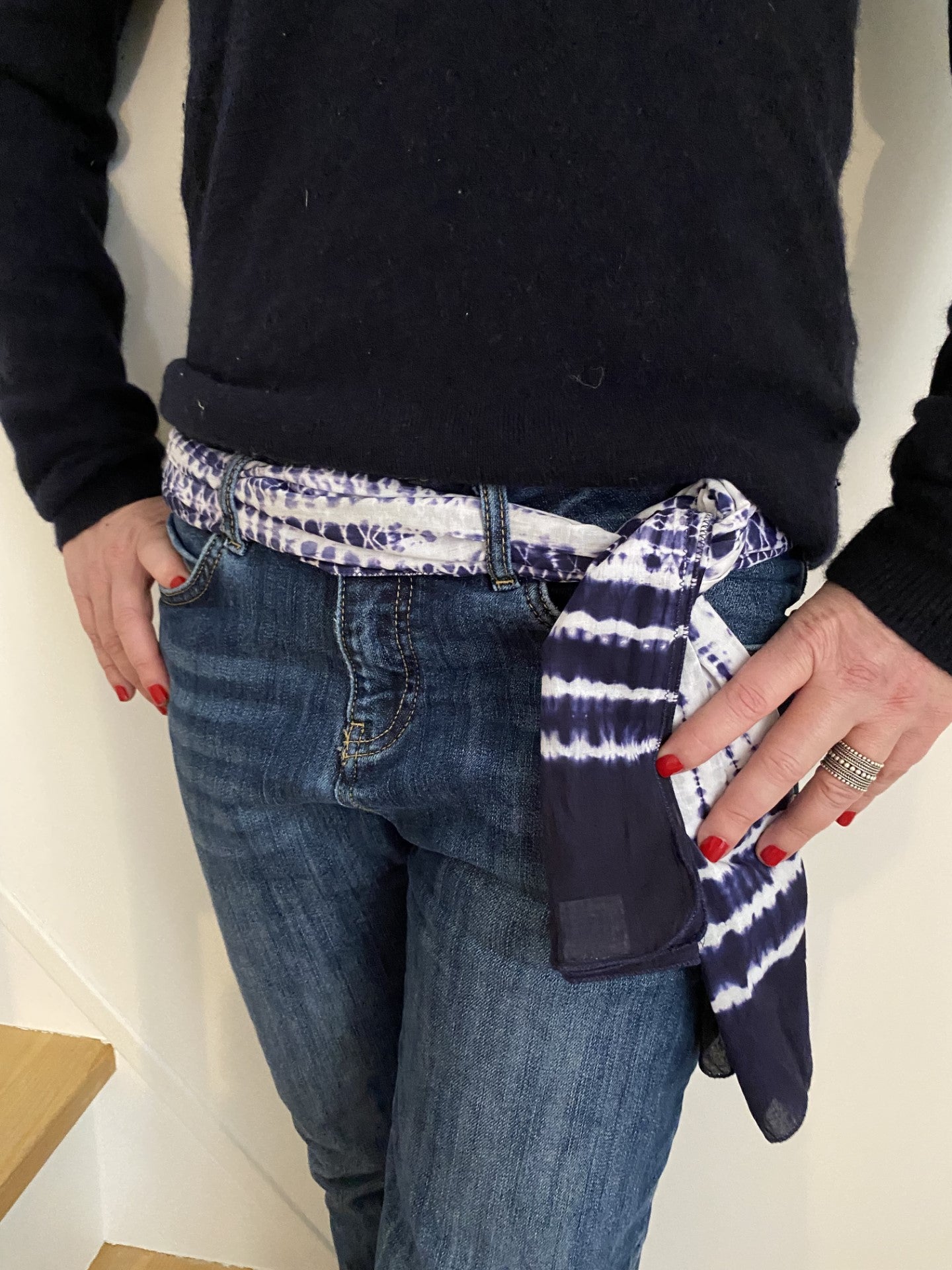 Foulard coton Ila bleu marine