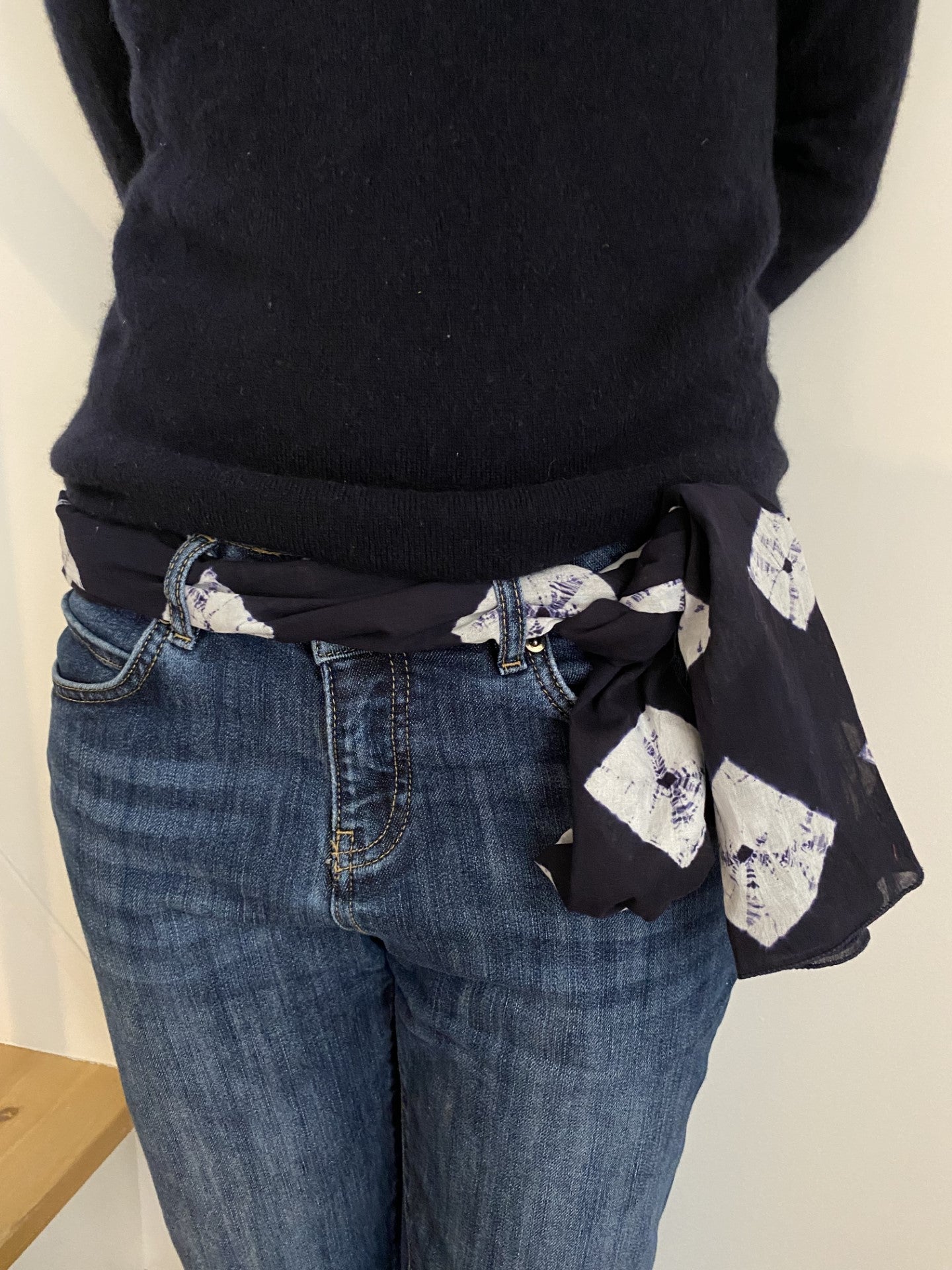 Foulard coton Arya bleu marine