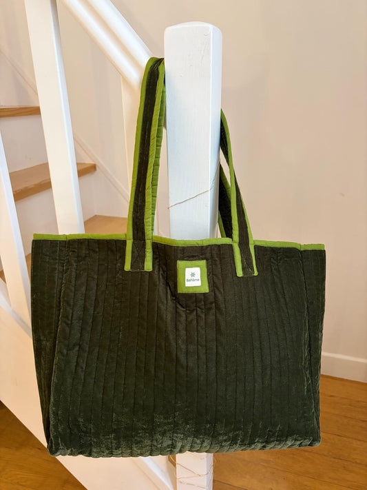 Cabas Indira Kaki Velvet