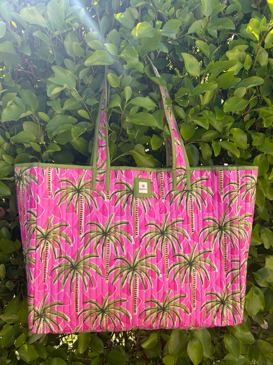 Cabas Indira Pink Palmiers