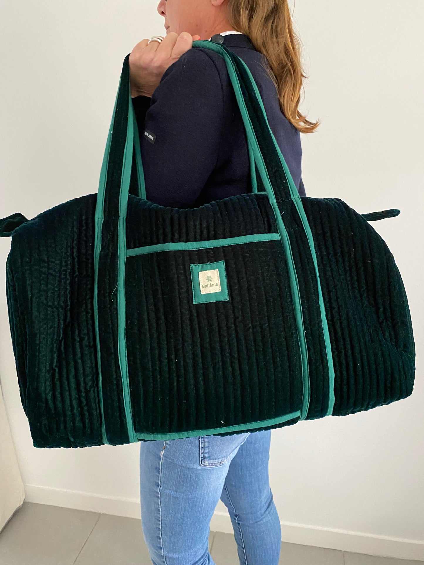 Sac week-end Kiara Green Velvet
