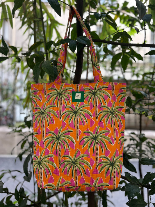 Cabas Kali Orange Palmiers