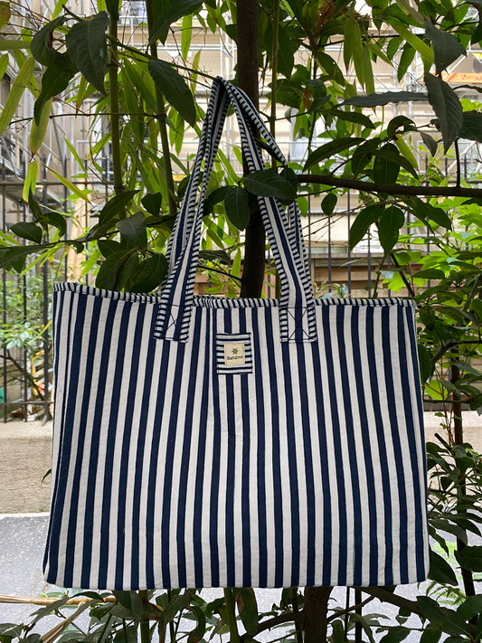 Cabas Indira Blue Stripe