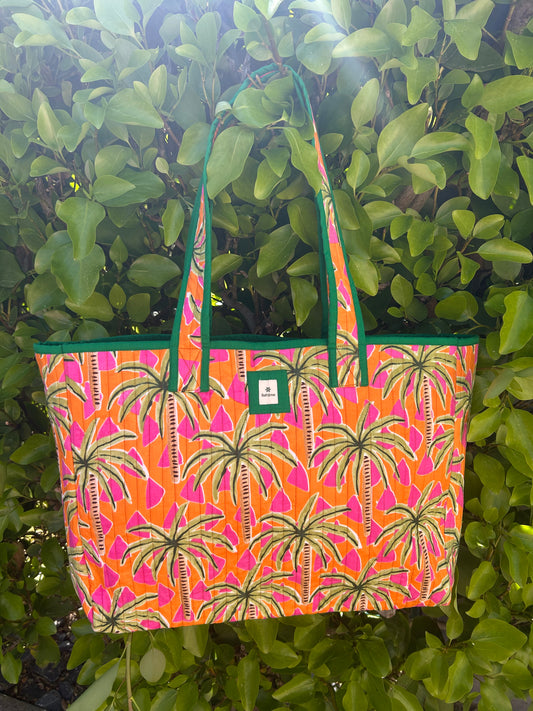 Cabas Indira Orange Palmiers