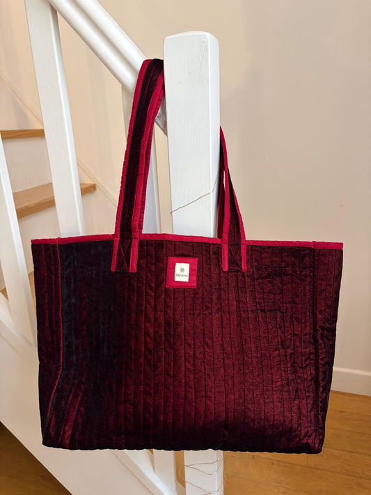 Cabas Indira Burgundy Velvet