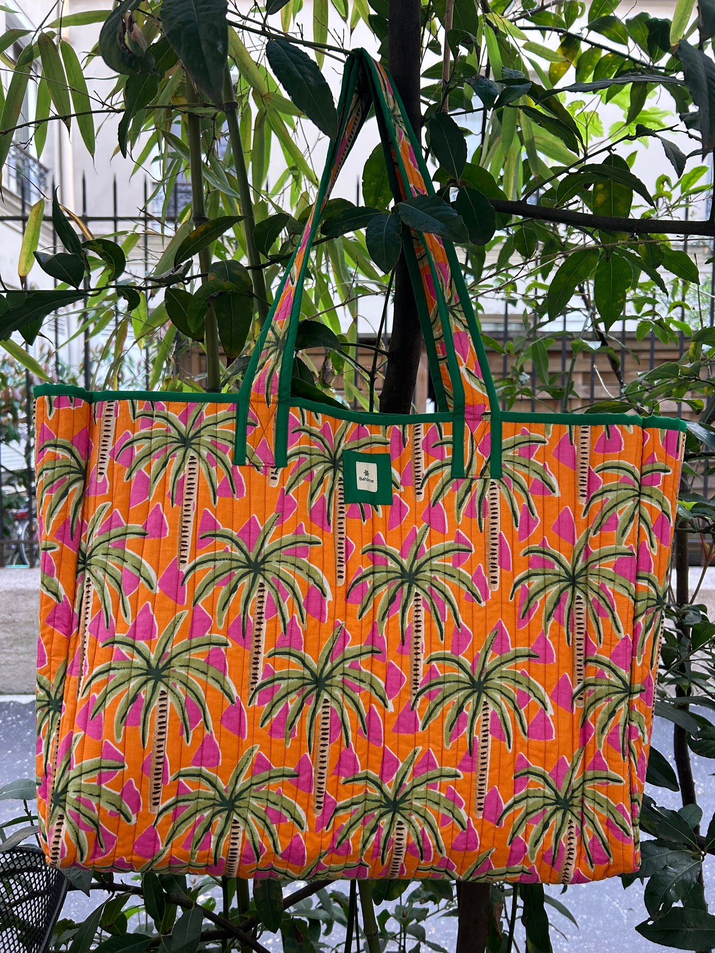 Cabas Devi Orange Palmiers