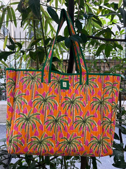 Cabas Devi Orange Palmiers