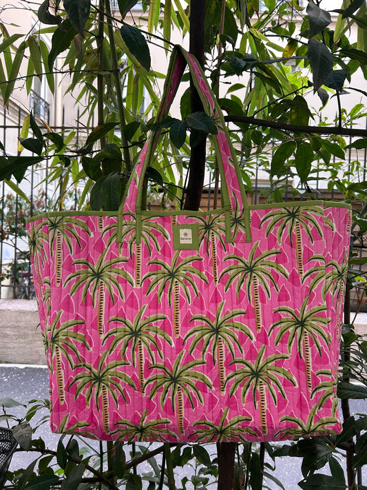 Cabas Devi Pink Palmiers