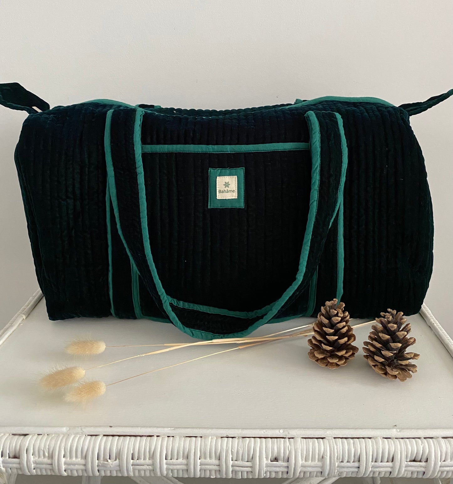 Sac week-end Kiara Green Velvet