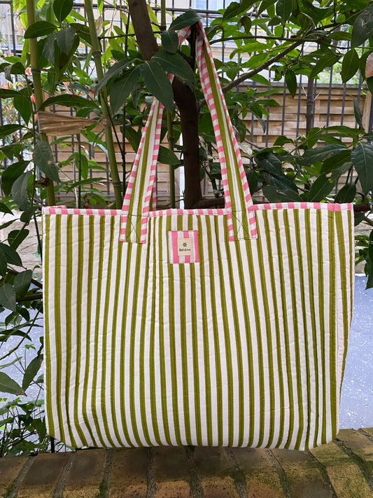 Cabas "presque parfait" Devi Green Stripe