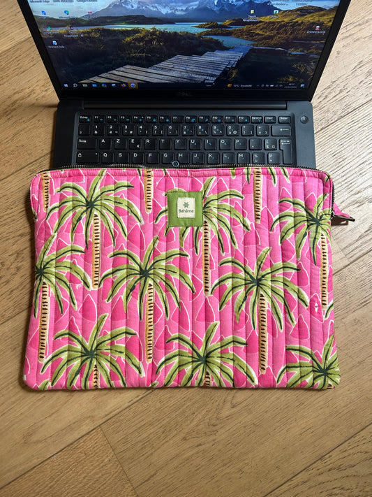 Pochette ordinateur Rose Palmiers